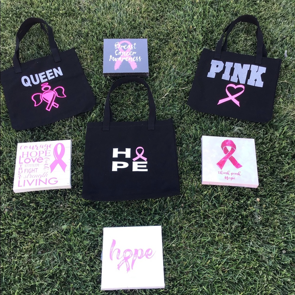 Stronger Wearing Pink Tote Bags
